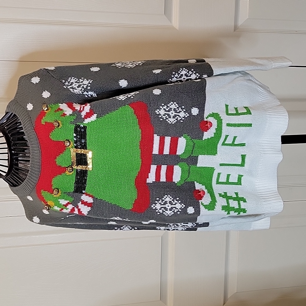 UGLY CHRISTMAS SWEATER #ELFIE SIZE SMALL